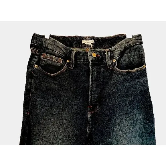 Good American straight leg distressed jeans high waist size 16 - Picture 3 of 8